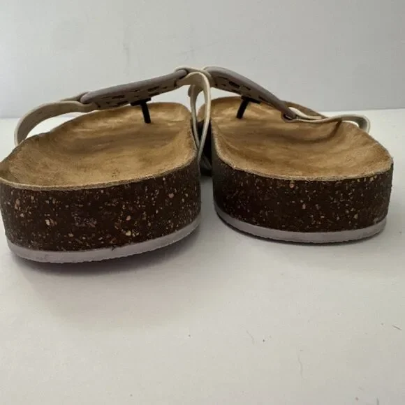 TORY BURCH Miller Cloud Thong Sandal Ivory White Leather Cork Footbed Size 12 - Picture 9 of 9